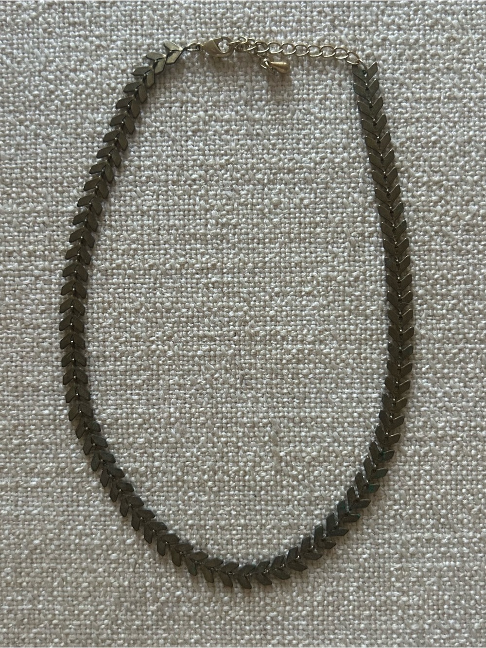 Brass Gold-Tone Women's Herringbone Choker Necklace